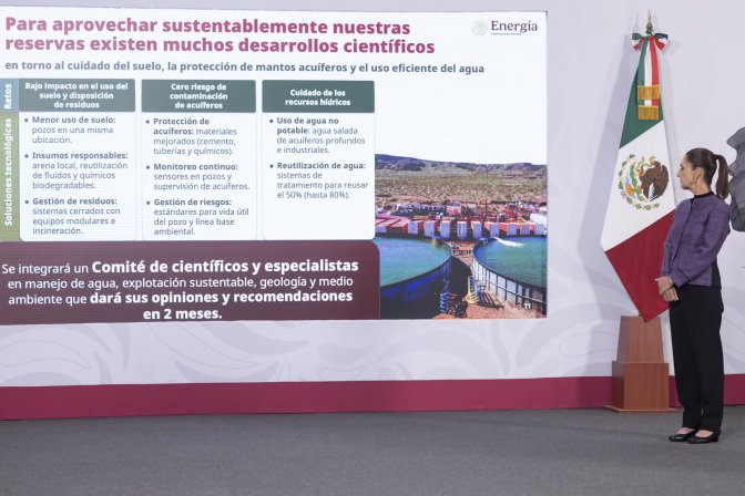 La presidenta de México presentó la Estrategia para Fortalecer la Soberanía Energética en la que incluye la explotación de gas en yacimientos no convencionales