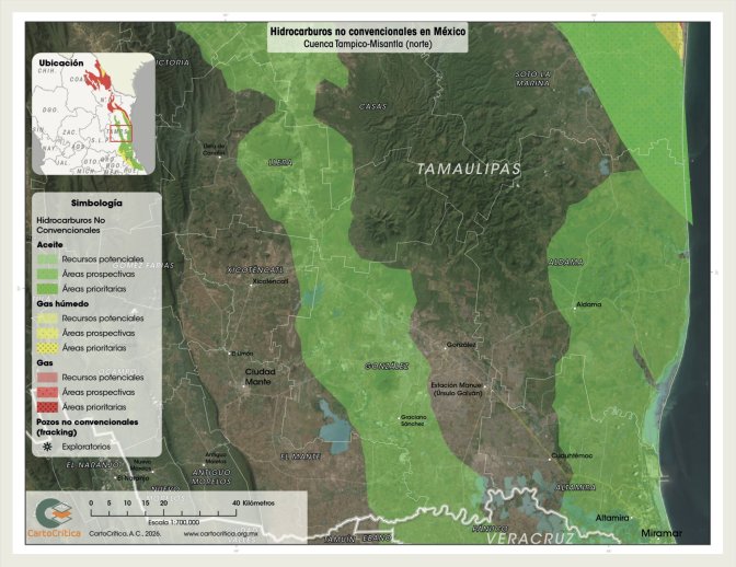Mapa de parte de la cuenca Tampico-Misantla norte
